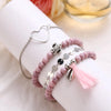 4 Piece Pink Tassell Bracelet Set 18K White Gold Plated Bracelet