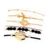 6 Piece Around the World Bracelet Set 18K Gold Plated Bracelet