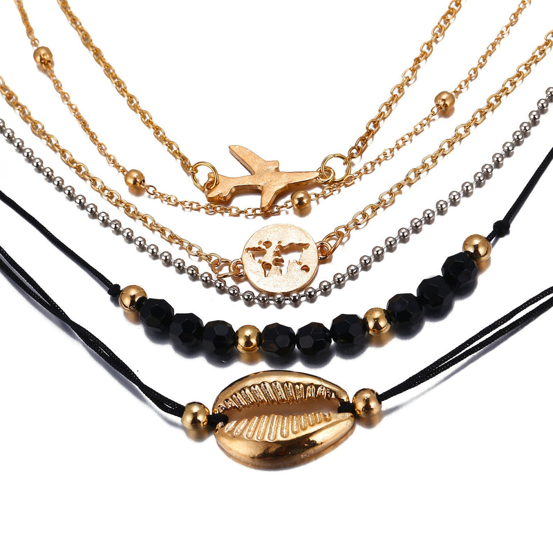 6 Piece Around the World Bracelet Set 18K Gold Plated Bracelet