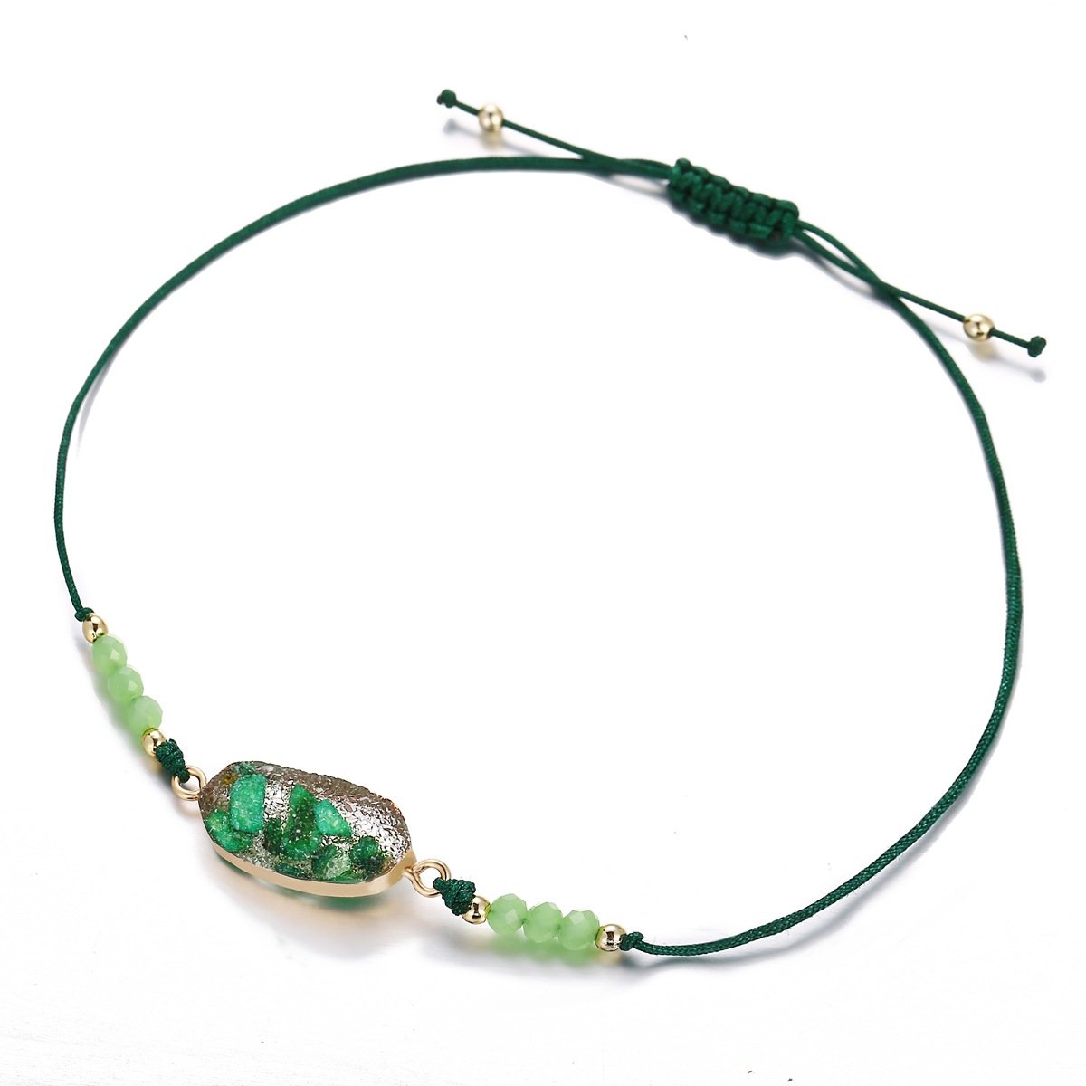 Natural Stone Green 18K Gold Plated Bracelet