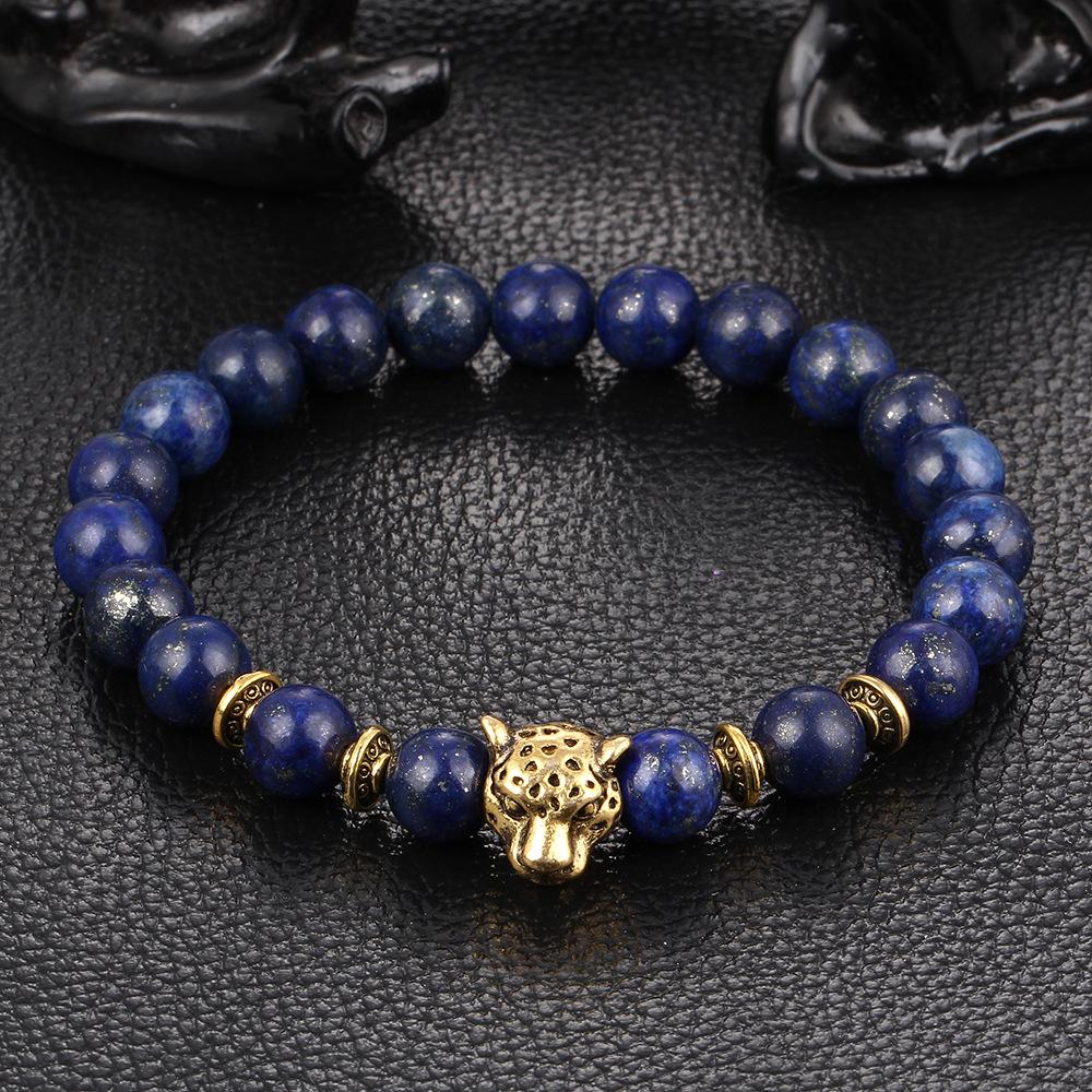 Blue Jaguar Head 18K Gold Plated Bracelet in 18K Gold Plated