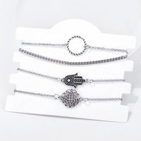 4 Piece Hamsa Set 18K White Gold Plated Bracelet in 18K White Gold Plated