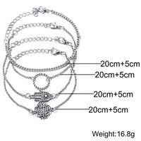 4 Piece Hamsa Set 18K White Gold Plated Bracelet in 18K White Gold Plated