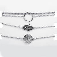 4 Piece Hamsa Set 18K White Gold Plated Bracelet in 18K White Gold Plated
