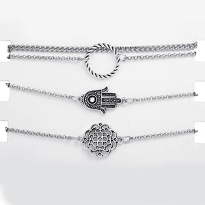 4 Piece Hamsa Set 18K White Gold Plated Bracelet in 18K White Gold Plated