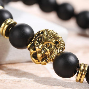 Black Lion Head 18K Gold Plated Bracelet in 18K Gold Plated