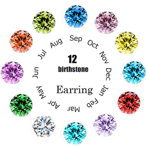 12 Piece Stud Earring Set With Gemstone  Crystals 18K White Gold Plated Earring