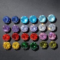 12 Piece Stud Earring Set With Gemstone  Crystals 18K White Gold Plated Earring