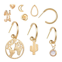 9 Piece Earring Set 18K Gold Plated Earring