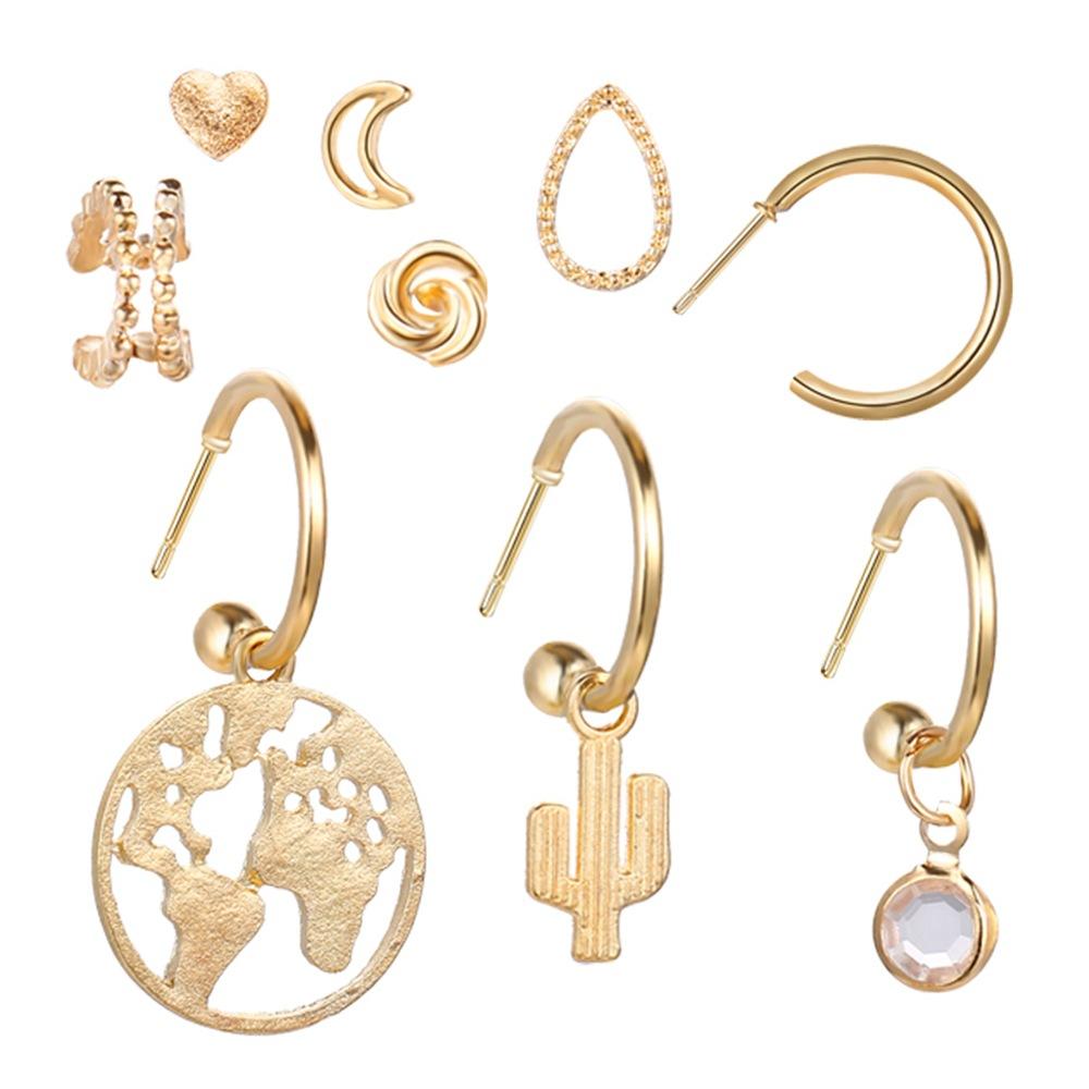 9 Piece Earring Set 18K Gold Plated Earring