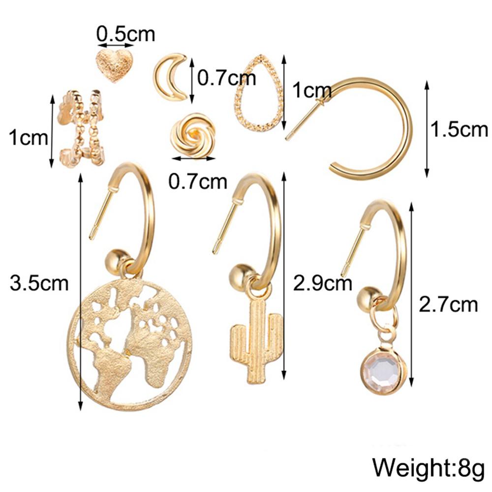 9 Piece Earring Set 18K Gold Plated Earring