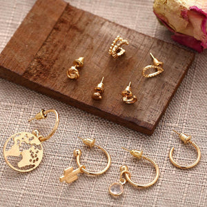 9 Piece Earring Set 18K Gold Plated Earring in 18K Gold Plated