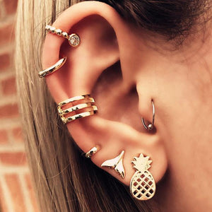 7 Piece Earring Set 18K Gold Plated Earring