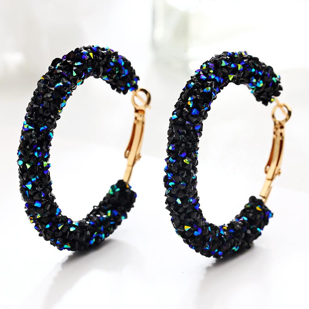 Crystaldust Hoop Earring With Austrian Crystals - Blue 18K Gold Plated Earring in 18K Gold Plated