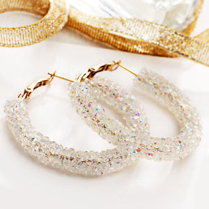 Crystaldust Hoop Earring With Austrian Crystals - White  18K Gold Plated Earring in 18K Gold Plated