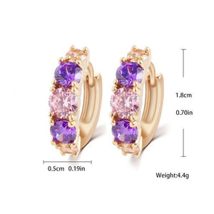 Amethyst Multistone Huggie Earring With Gemstone  Crystals 18K Gold Plated Earring