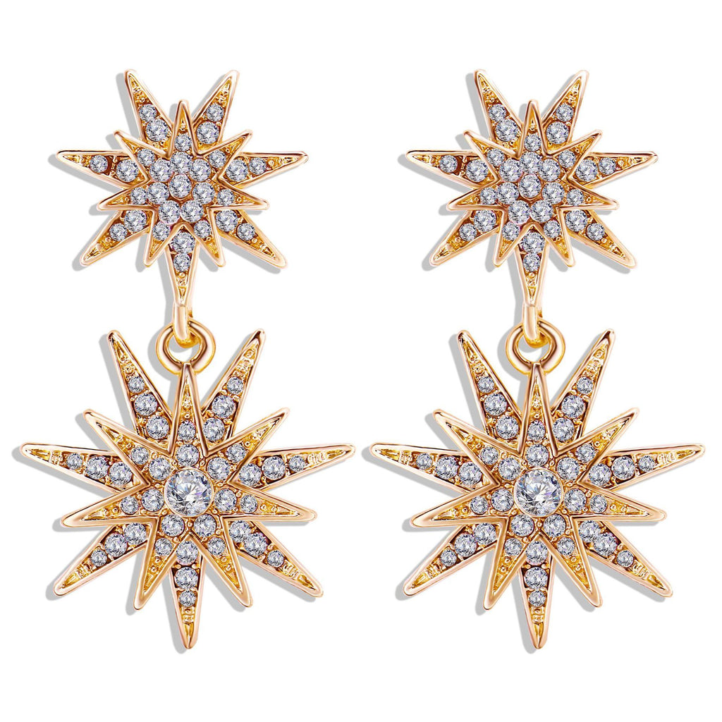 Celestial Star Drop Earring With Austrian Crystals 18K Gold Plated Earring in 18K Gold Plated