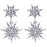 Celestial Star Drop Earring With Gemstone  Crystals 18K White Gold Plated Earring