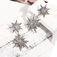 Celestial Star Drop Earring With Gemstone  Crystals 18K White Gold Plated Earring