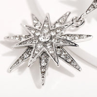 Celestial Star Drop Earring With Gemstone  Crystals 18K White Gold Plated Earring