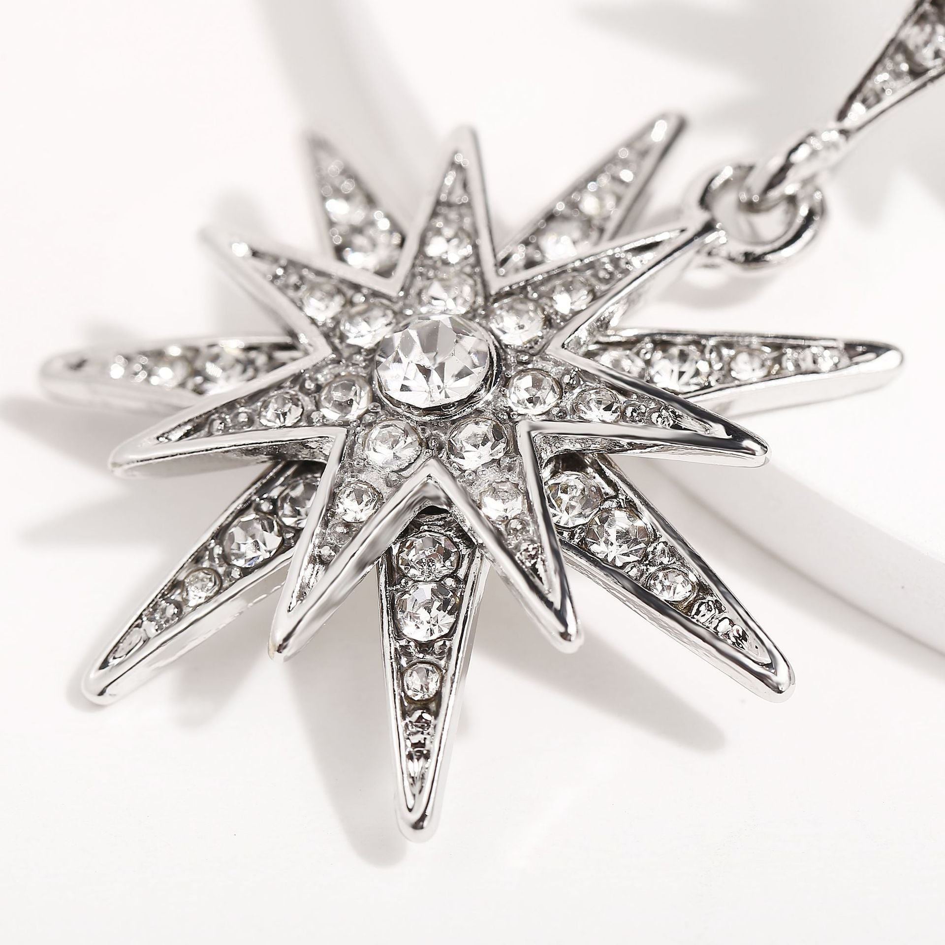 Celestial Star Drop Earring With Gemstone  Crystals 18K White Gold Plated Earring