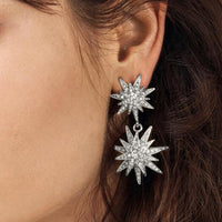 Celestial Star Drop Earring With Gemstone  Crystals 18K White Gold Plated Earring