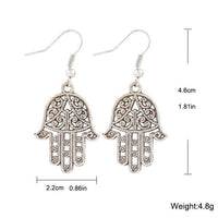 Hamsa Drop Earring 18K White Gold Plated Earring in 18K White Gold Plated
