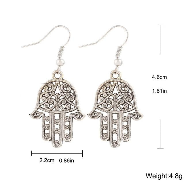 Hamsa Drop Earring 18K White Gold Plated Earring in 18K White Gold Plated