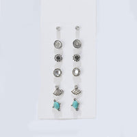 6 Piece Stud Earring 18K White Gold Plated Earring in 18K White Gold Plated