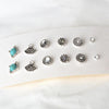6 Piece Stud Earring 18K White Gold Plated Earring in 18K White Gold Plated