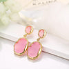 Transparent Glass Stone Drop Earring - Pink 18K Gold Plated Earring in 18K Gold Plated