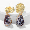 Glass Stone Drop Earring - Purple 18K Gold Plated Earring in 18K Gold Plated