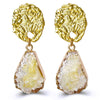 Glass Stone Drop Earring - Yellow 18K Gold Plated Earring in 18K Gold Plated