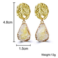 Glass Stone Drop Earring - Yellow 18K Gold Plated Earring