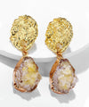 Glass Stone Drop Earring - Yellow 18K Gold Plated Earring in 18K Gold Plated