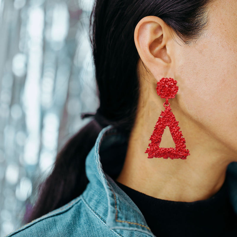 Red Resin Drop Earring 18K Gold Plated Earring in 18K Gold Plated