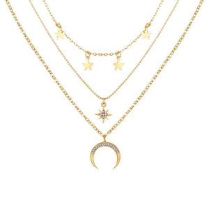 3 Piece Celestial Drop Necklace With Crystals 18K Gold Plated Necklace in 18K Gold Plated