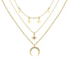 3 Piece Celestial Drop Necklace With Gemstone  Crystals 18K Gold Plated Necklace