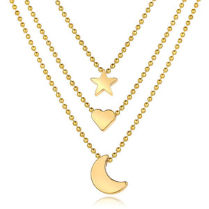 3 Piece Celestial Drop Necklace 18K Gold Plated Necklace in 18K Gold Plated