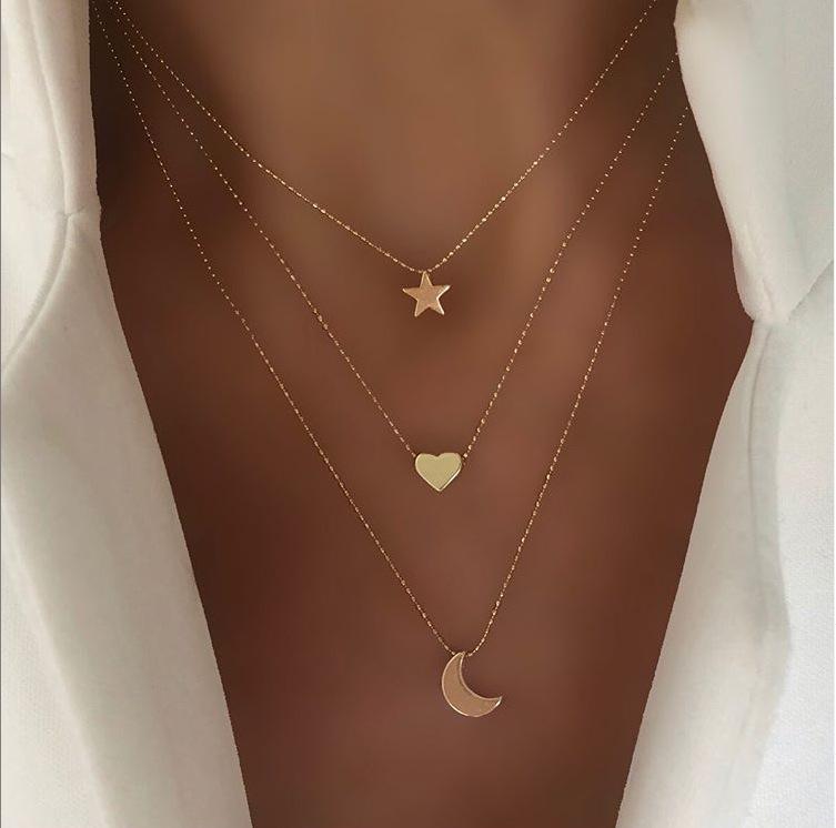 3 Piece Celestial Drop Necklace 18K Gold Plated Necklace in 18K Gold Plated