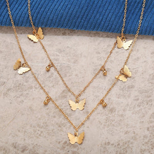 2 Piece Butterfly Drop Necklace 18K Gold Plated Necklace in 18K Gold Plated