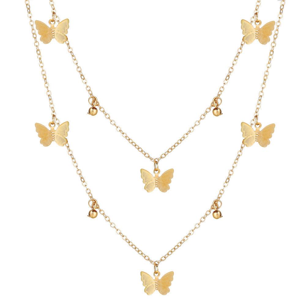 2 Piece Butterfly Drop Necklace 18K Gold Plated Necklace in 18K Gold Plated