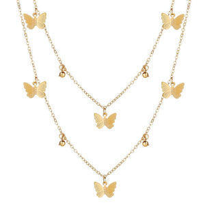 2 Piece Butterfly Drop Necklace 18K Gold Plated Necklace in 18K Gold Plated