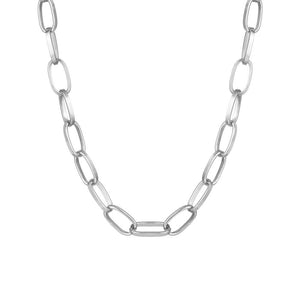 Link Chain Necklace 18K White Gold Plated Necklace in 18K White Gold Plated