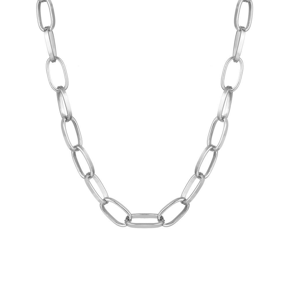 Link Chain Necklace 18K White Gold Plated Necklace in 18K White Gold Plated