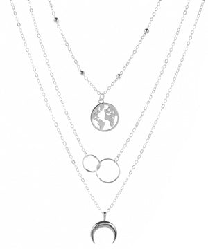 3 Piecce Globe Necklace 18K Gold Plated Necklace in 18K Gold Plated