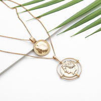 2 Piece Coin Head Necklace 18K Gold Plated Necklace in 18K Gold Plated