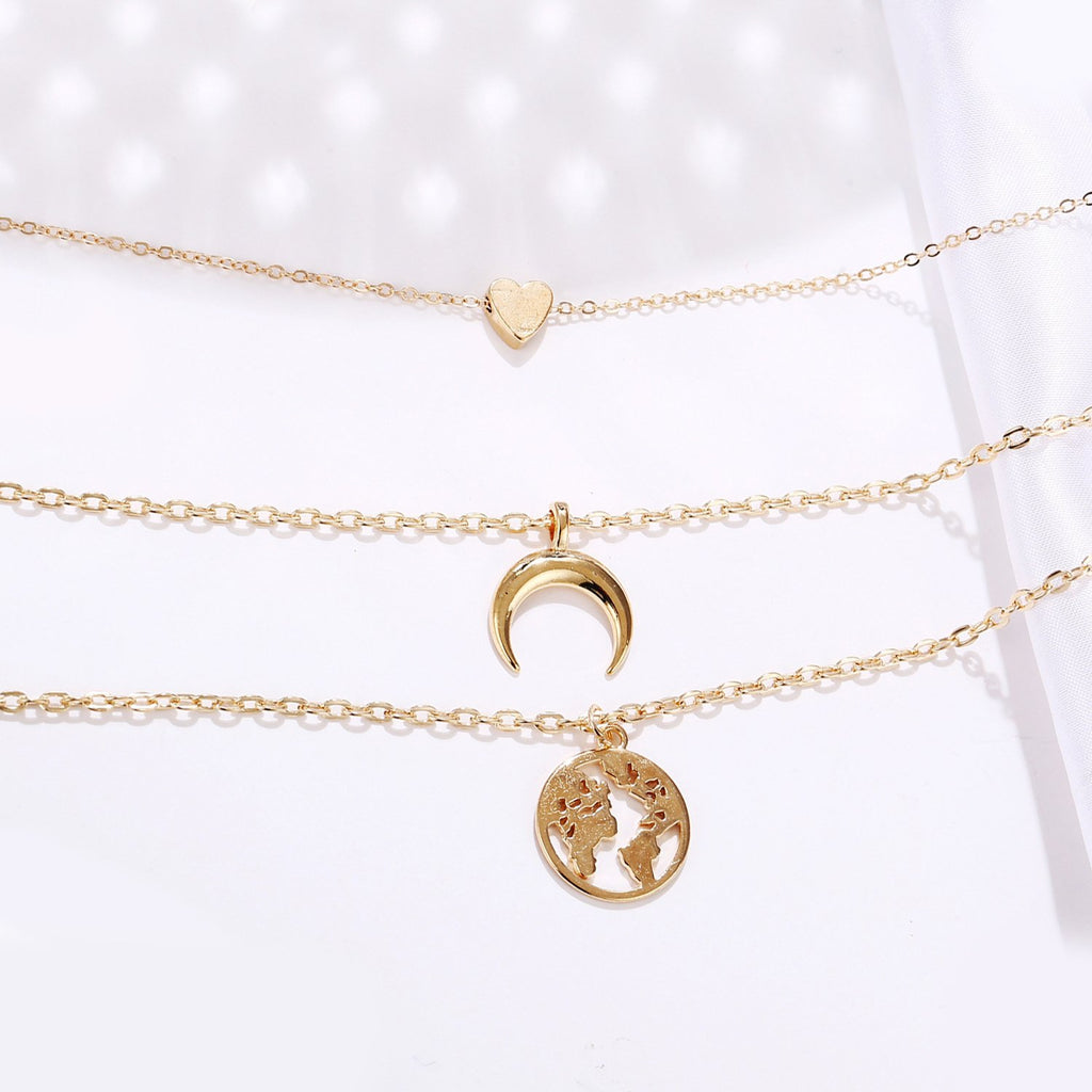 3 Piece Necklace 18K Gold Plated Necklace