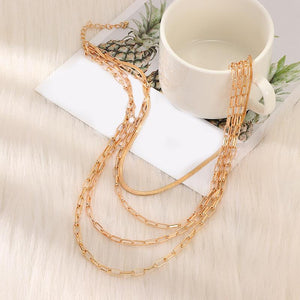 4 Piece Chain Link Set Necklace 18K Gold Plated Necklace