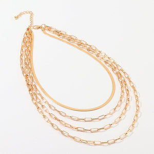 4 Piece Chain Link Set Necklace 18K Gold Plated Necklace